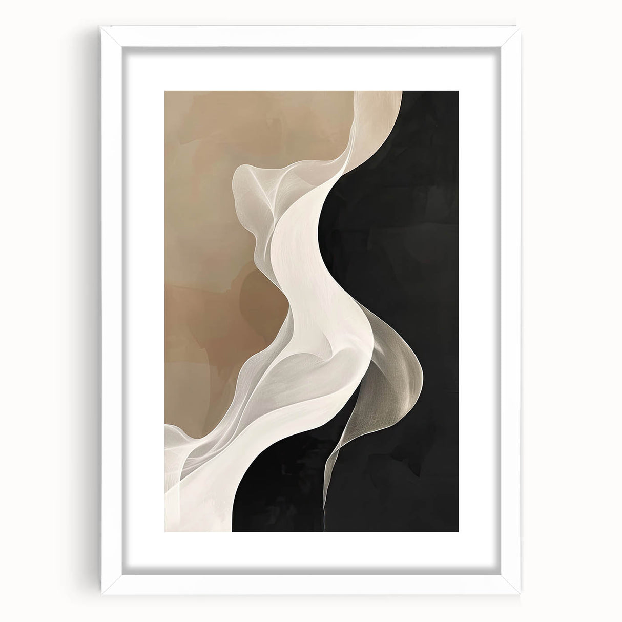 Flowing Abstract Wall Art - Elegant Black & Beige Dining Décor