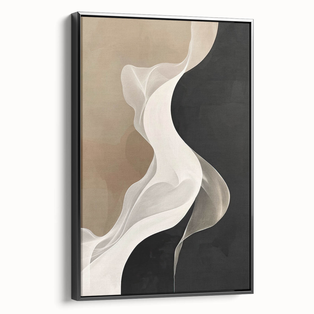 Flowing Abstract Wall Art - Elegant Black & Beige Dining Décor