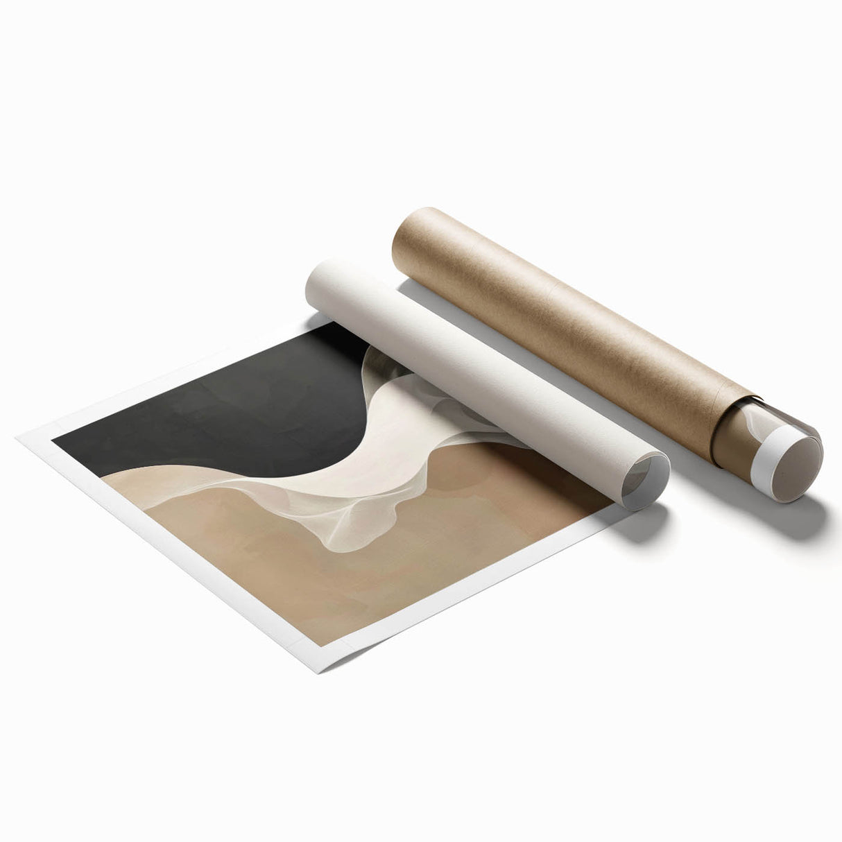 Flowing Abstract Wall Art - Elegant Black & Beige Dining Décor