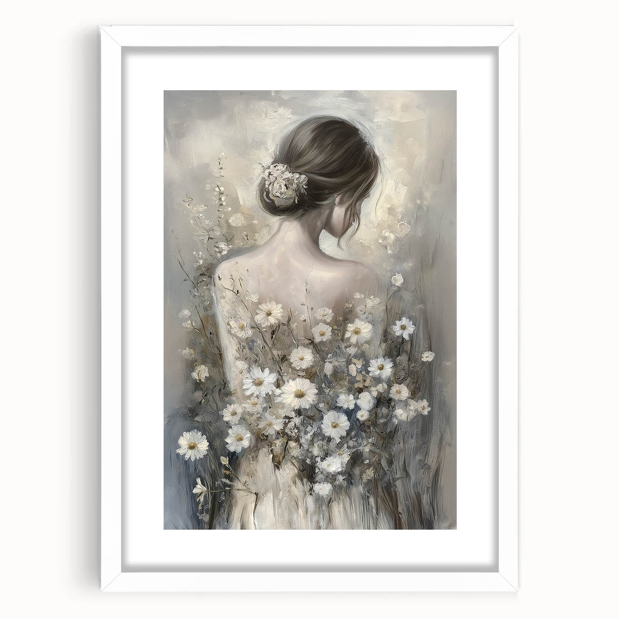 Abstract figurative art frame with a white mat, showcasing a modern design that enhances contemporary home decor. Ideal for artistic spaces and minimalistic interiors.