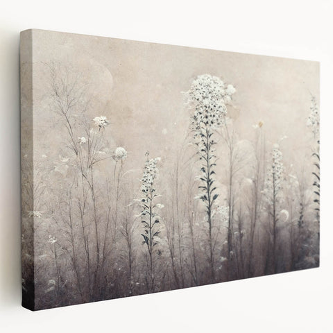 Abstract floral wall art in vibrant hues of blue, pink, and gold, displayed in a stretched canvas format showcasing its textured surface and elegant design. Perfect for adding a modern touch to home decor or office spaces.
