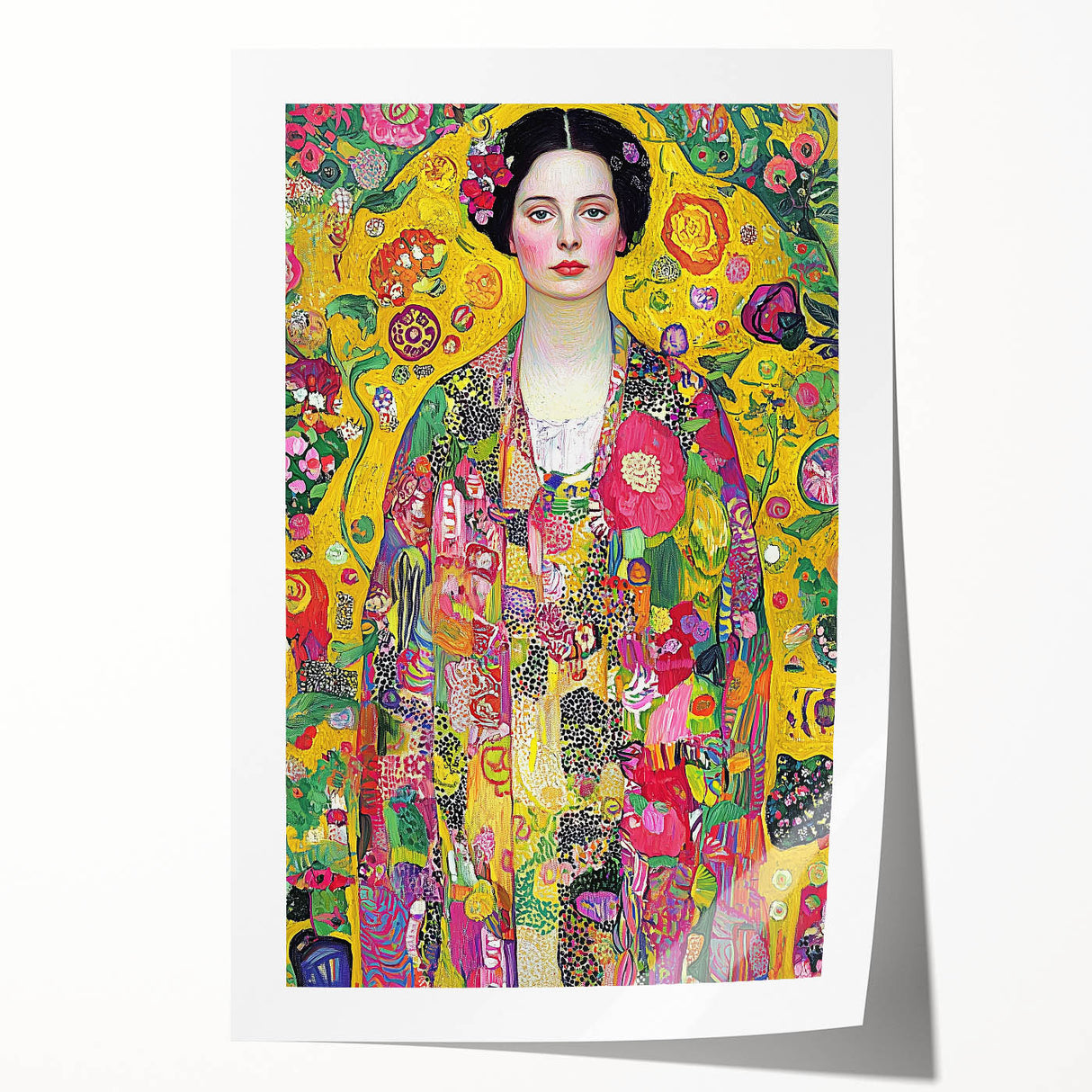 Abstract figurative rolled canvas print showcasing vibrant colors and dynamic shapes, perfect for modern decor. Packaged securely in a cardboard tube for safe delivery.