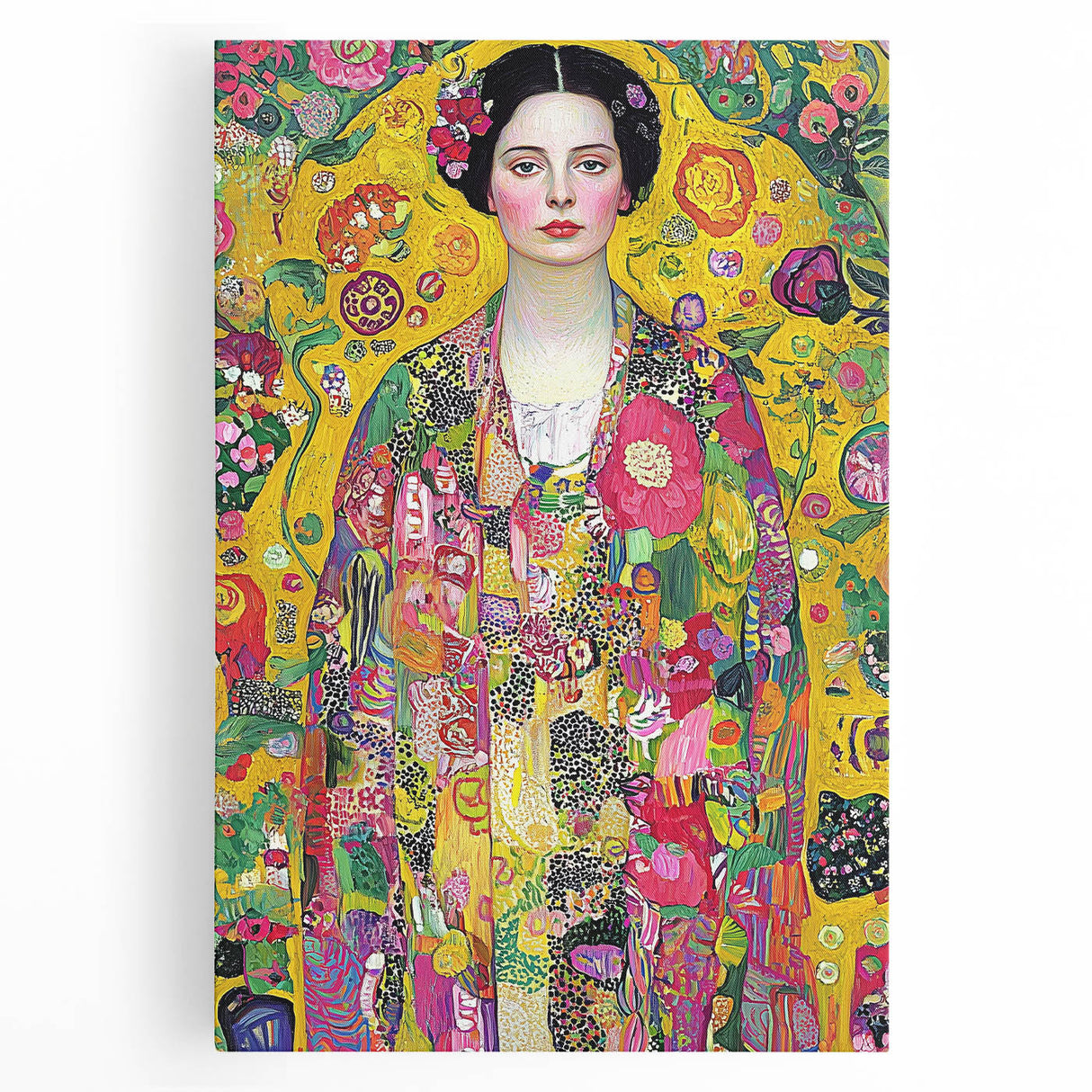 Abstract figurative stretched canvas artwork showcasing vibrant colors and dynamic shapes, perfect for modern home decor. Ideal for art enthusiasts seeking unique wall decor.