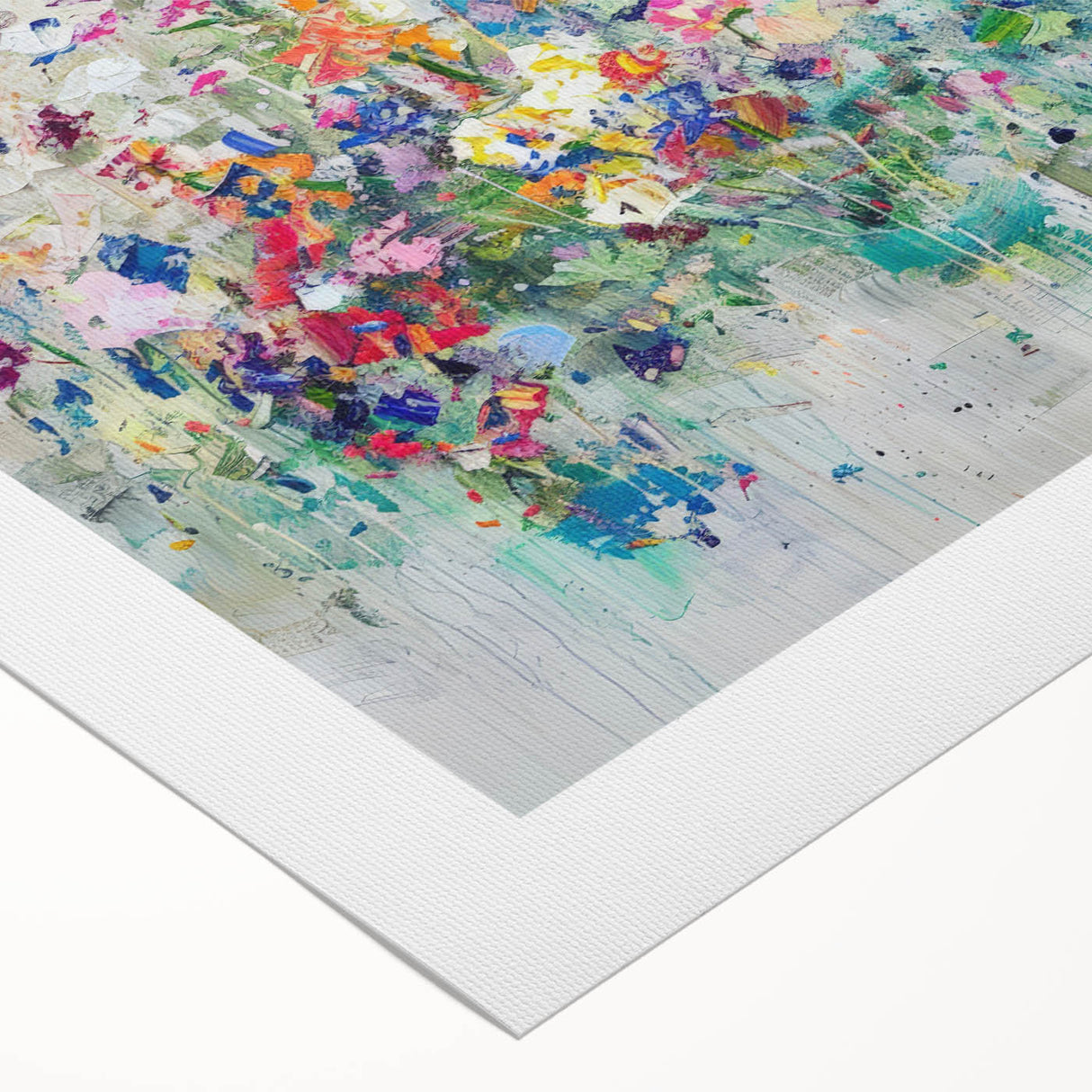 Abstract splatter art on rolled canvas showcasing vibrant colors and dynamic patterns, ideal for modern home decor. Packaged securely in a protective tube.