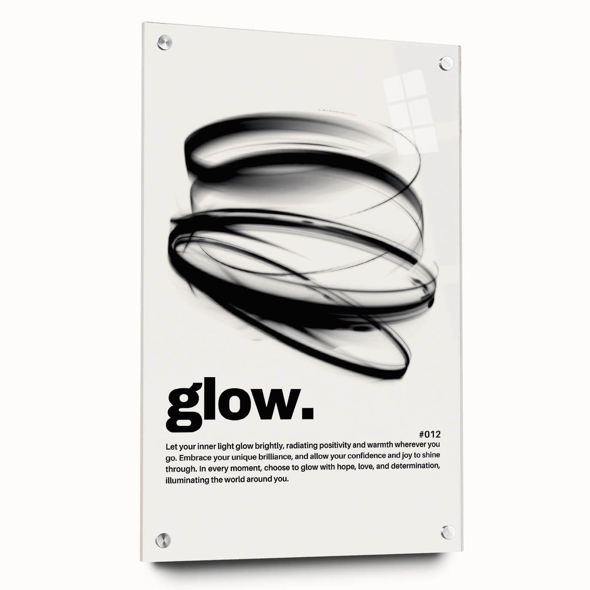 Modern Monochrome Typography Art Print - "Glow" Canvas