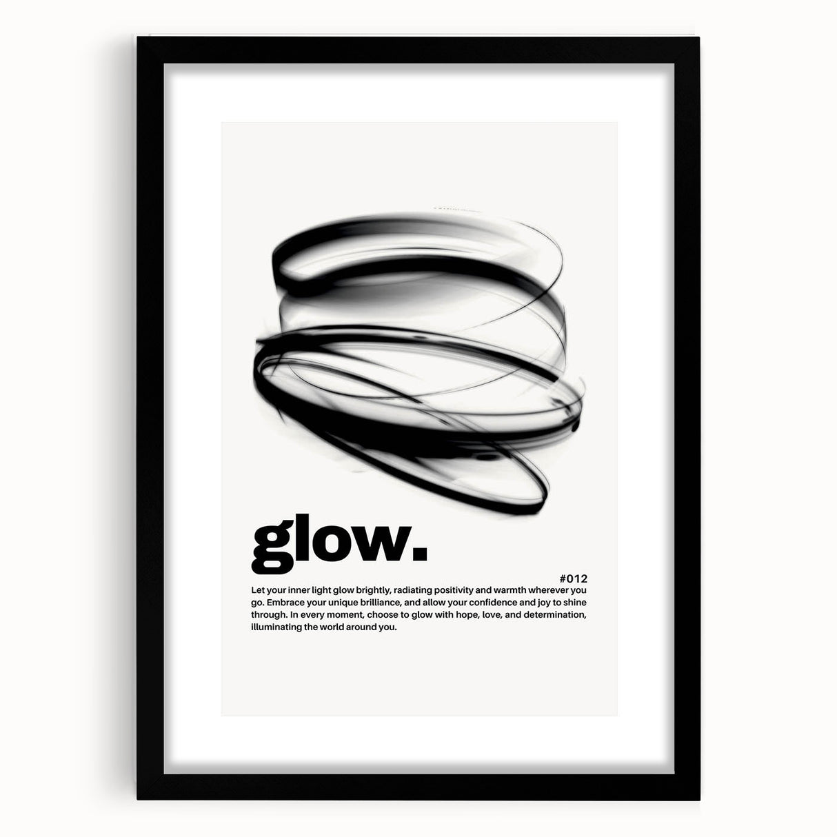 Modern Monochrome Typography Art Print - "Glow" Canvas