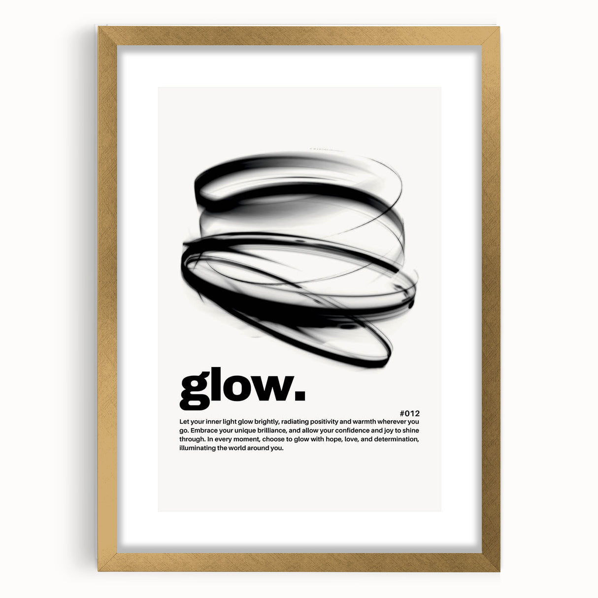 Modern Monochrome Typography Art Print - "Glow" Canvas