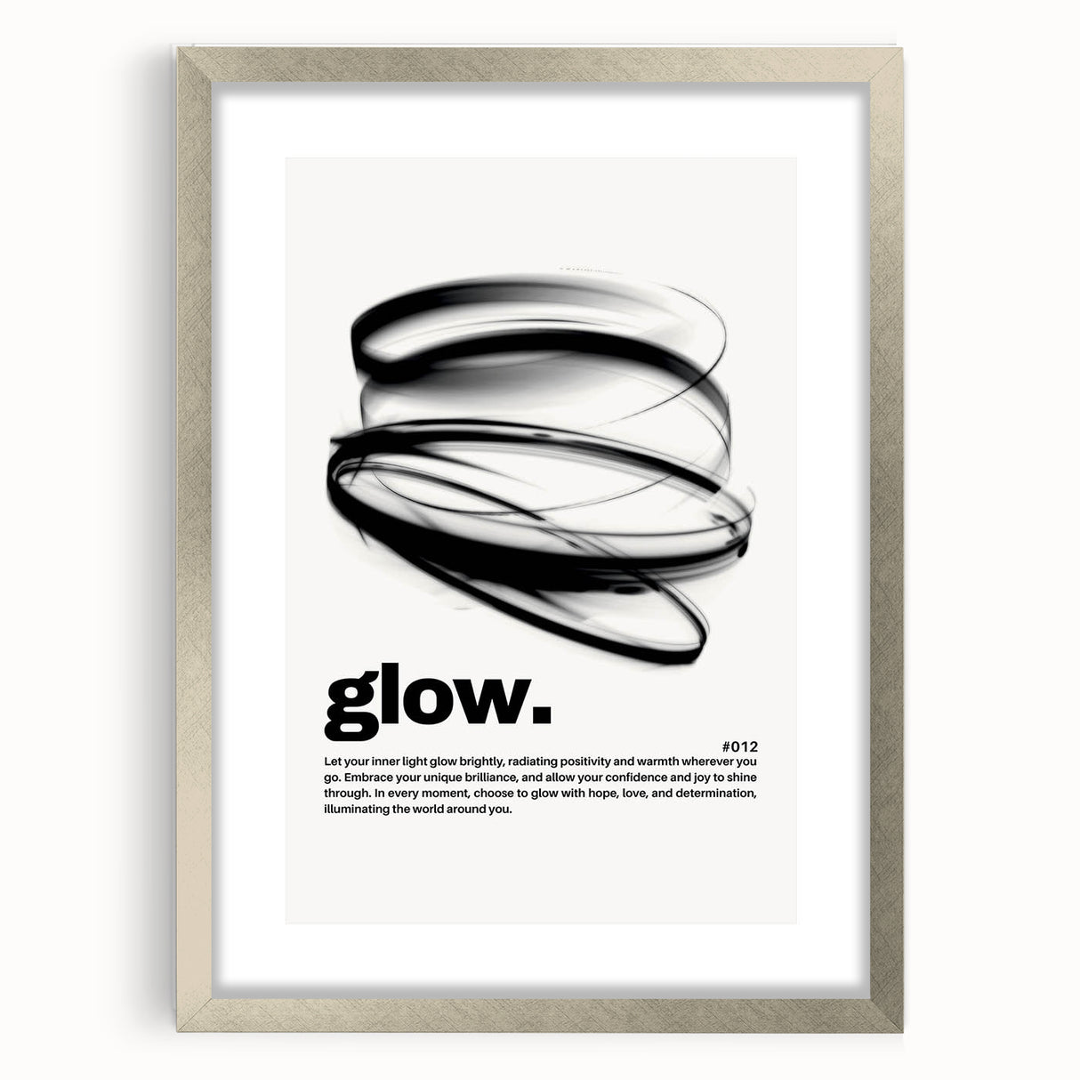 Modern Monochrome Typography Art Print - "Glow" Canvas