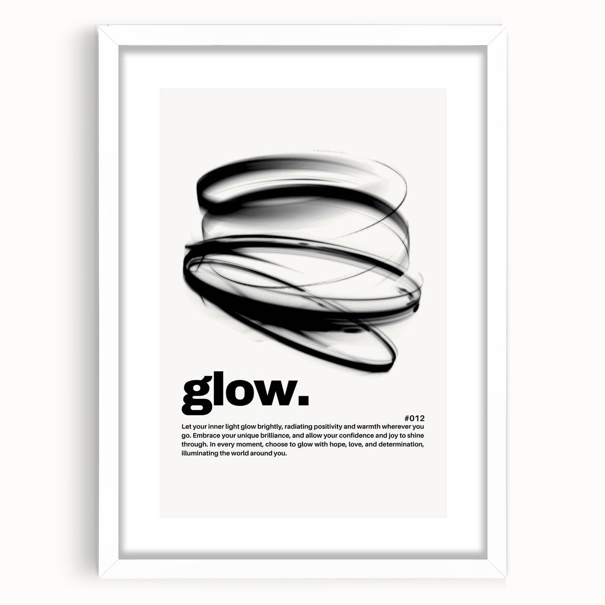 Modern Monochrome Typography Art Print - "Glow" Canvas