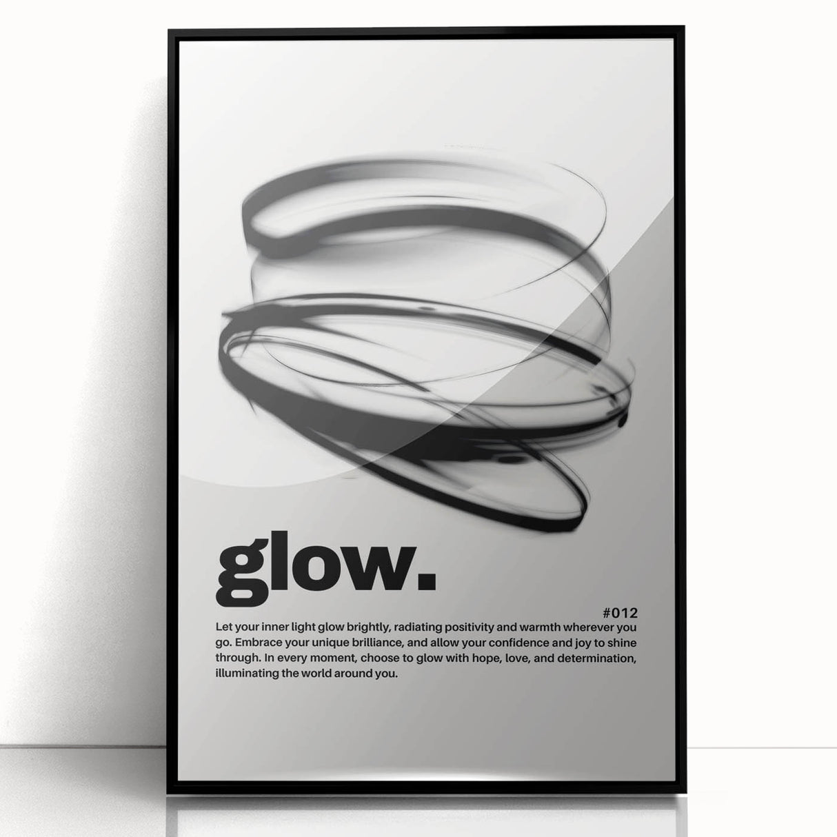 Modern Monochrome Typography Art Print - "Glow" Canvas