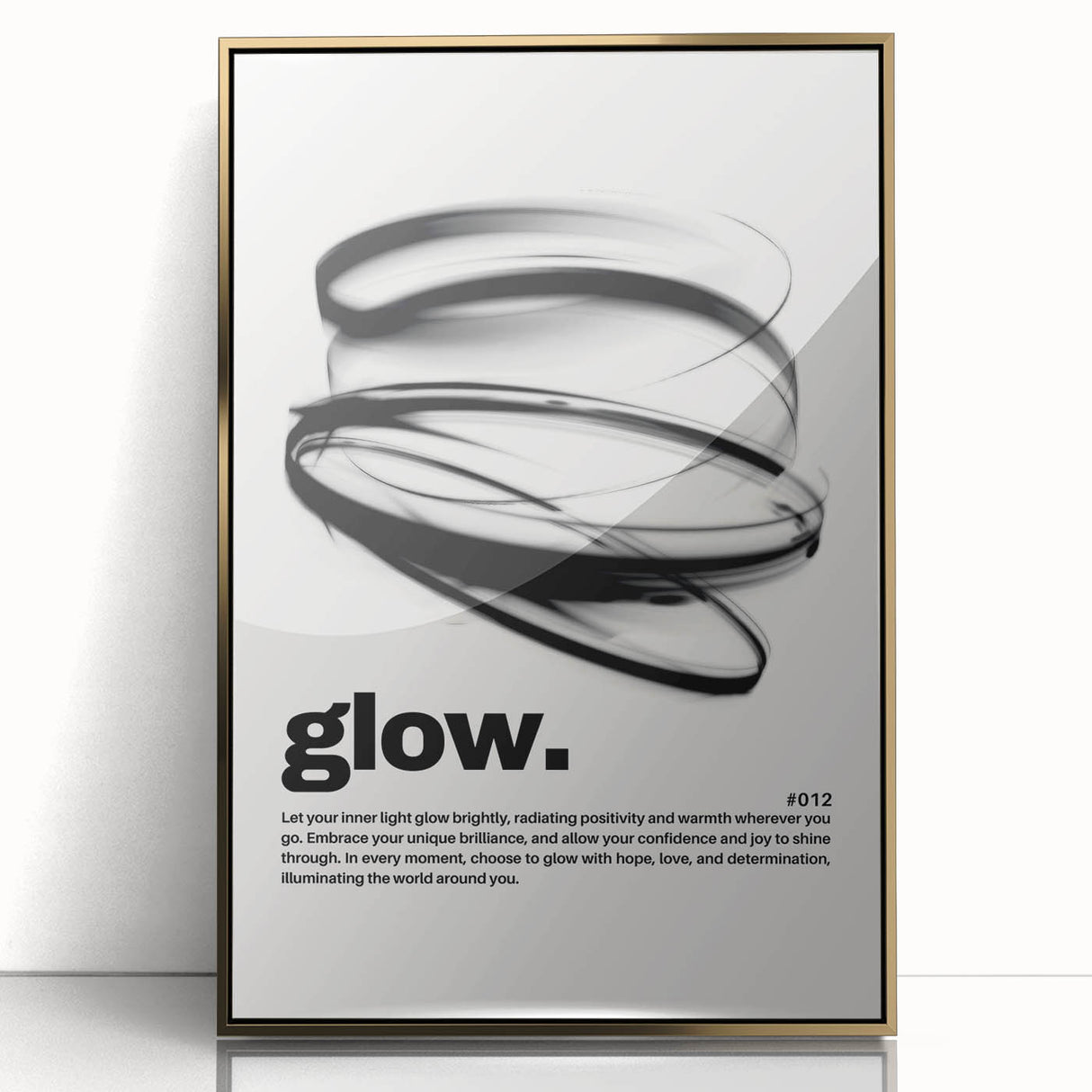 Modern Monochrome Typography Art Print - "Glow" Canvas