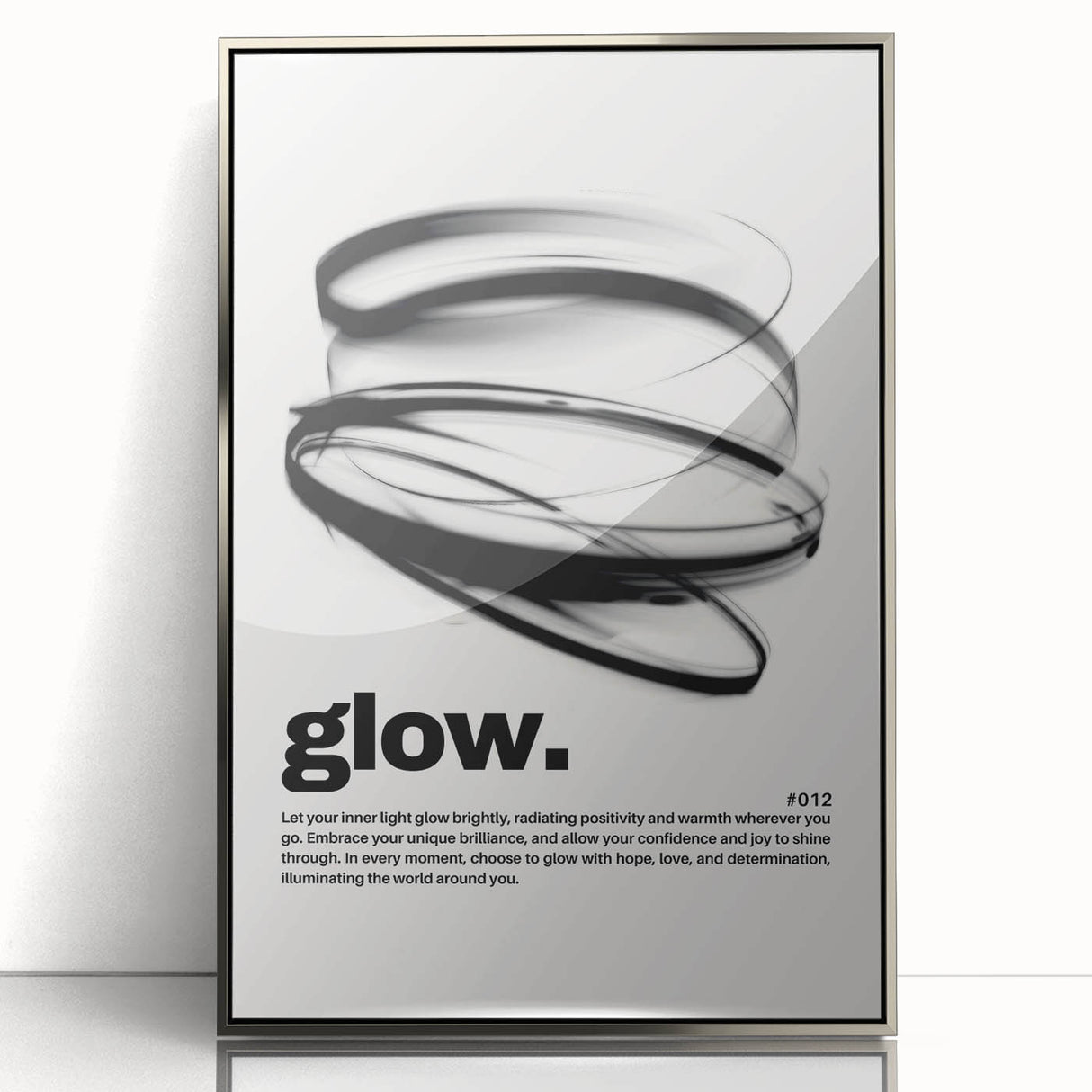 Modern Monochrome Typography Art Print - "Glow" Canvas