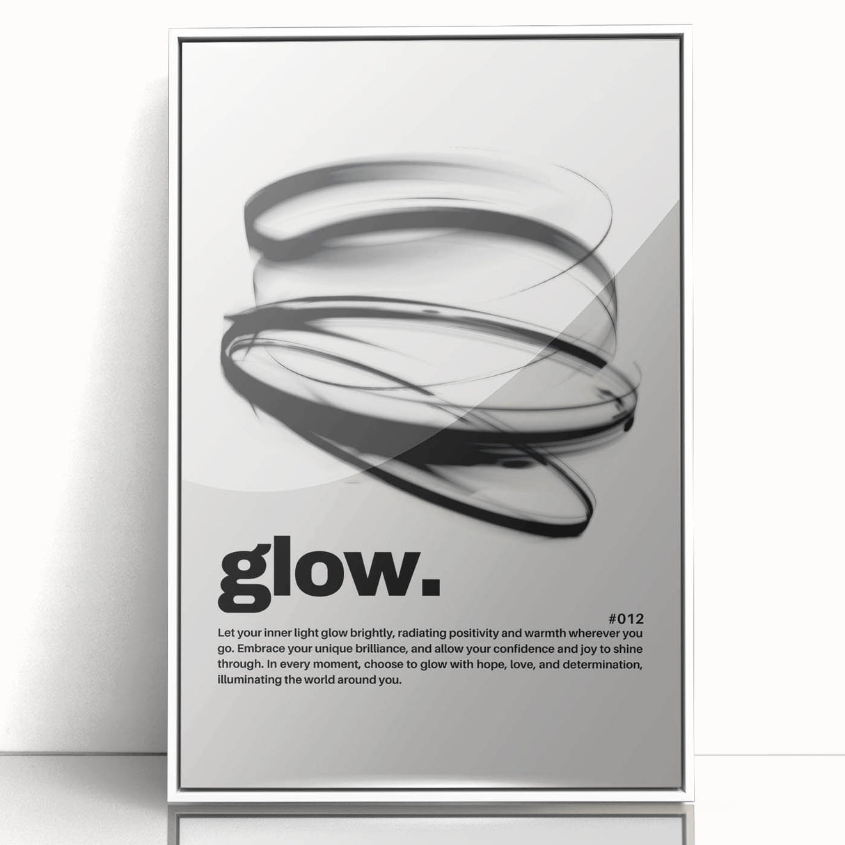 Modern Monochrome Typography Art Print - "Glow" Canvas