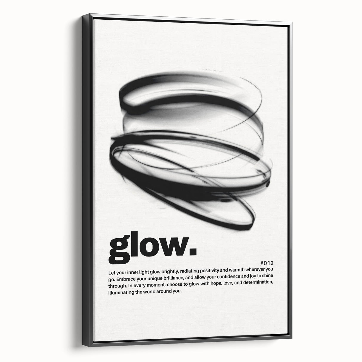 Modern Monochrome Typography Art Print - "Glow" Canvas