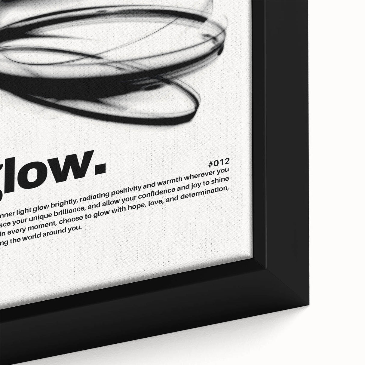 Modern Monochrome Typography Art Print - "Glow" Canvas
