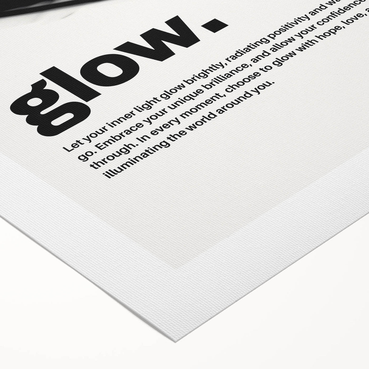 Modern Monochrome Typography Art Print - "Glow" Canvas