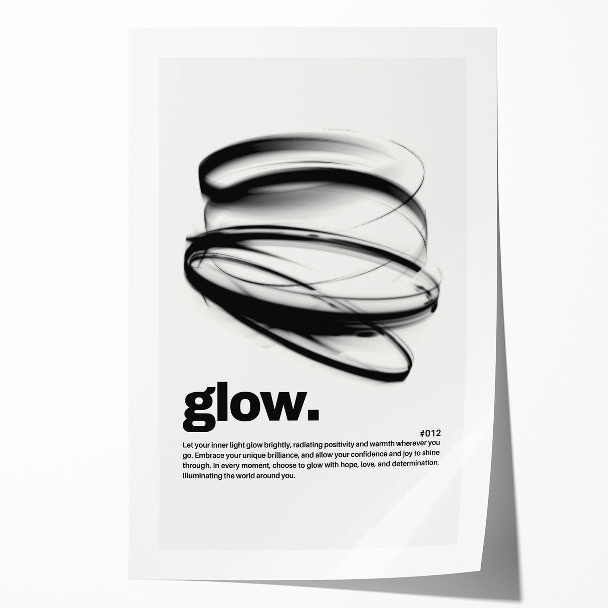 Modern Monochrome Typography Art Print - "Glow" Canvas