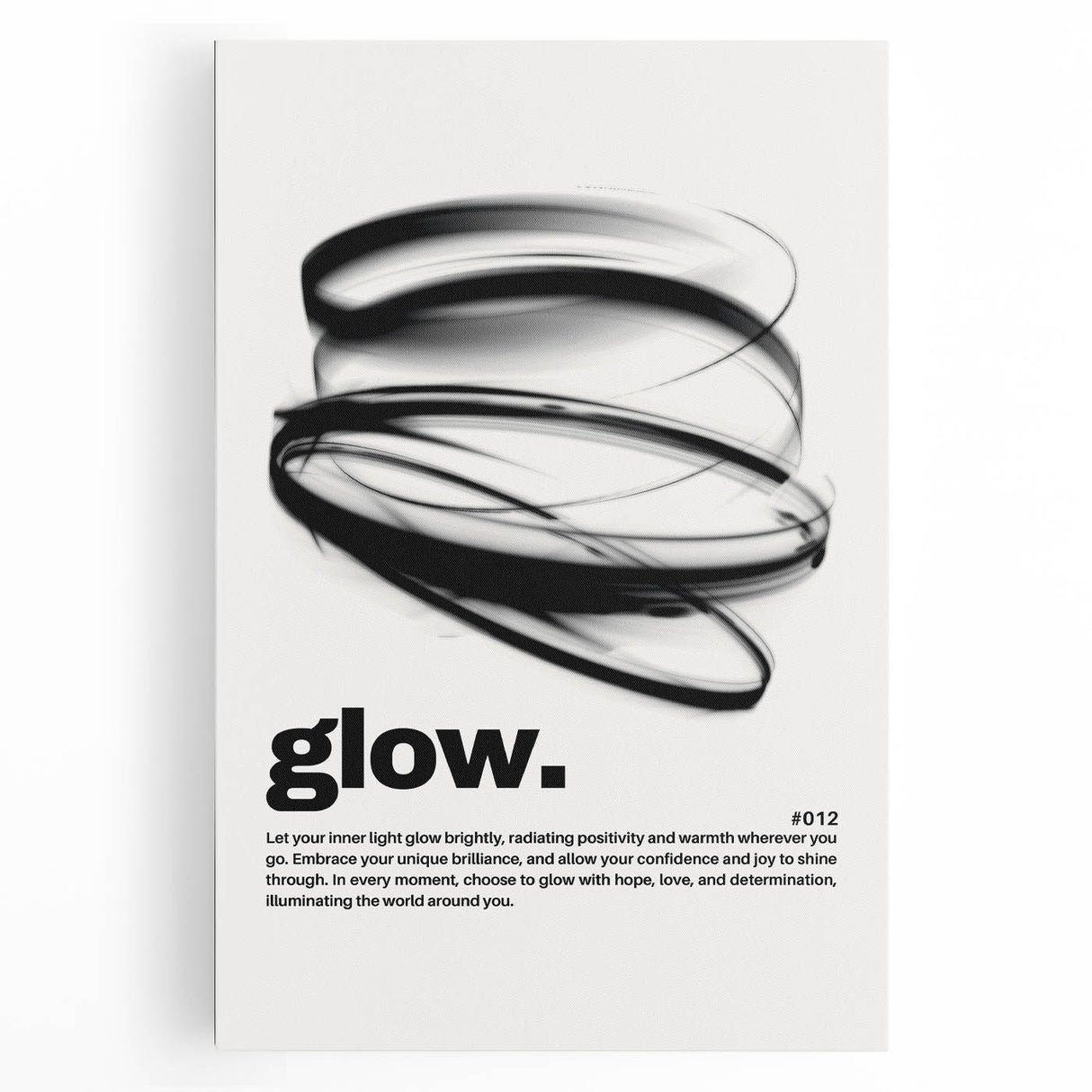 Modern Monochrome Typography Art Print - "Glow" Canvas