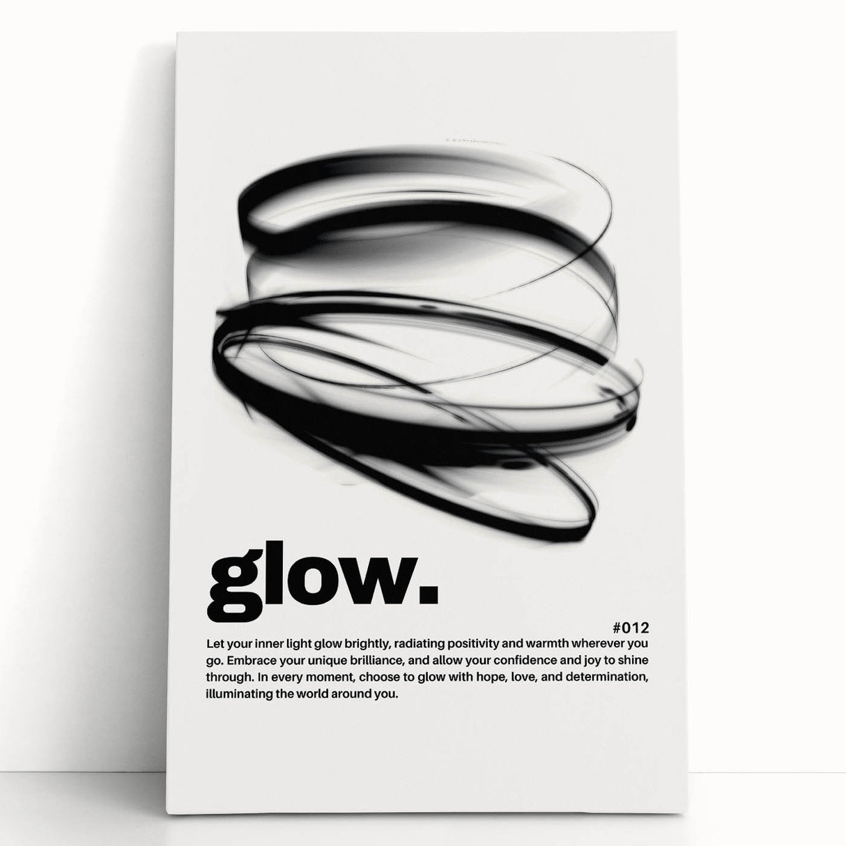 Modern Monochrome Typography Art Print - "Glow" Canvas