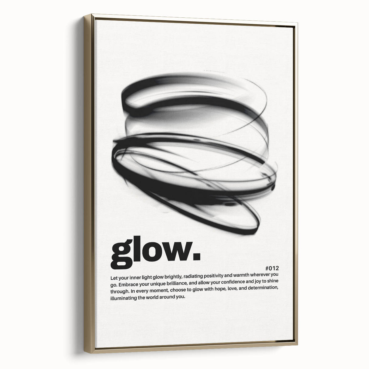 Modern Monochrome Typography Art Print - "Glow" Canvas