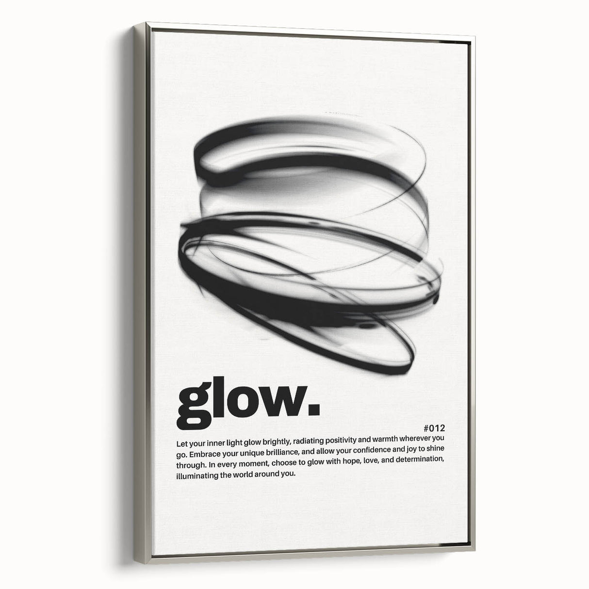 Modern Monochrome Typography Art Print - "Glow" Canvas