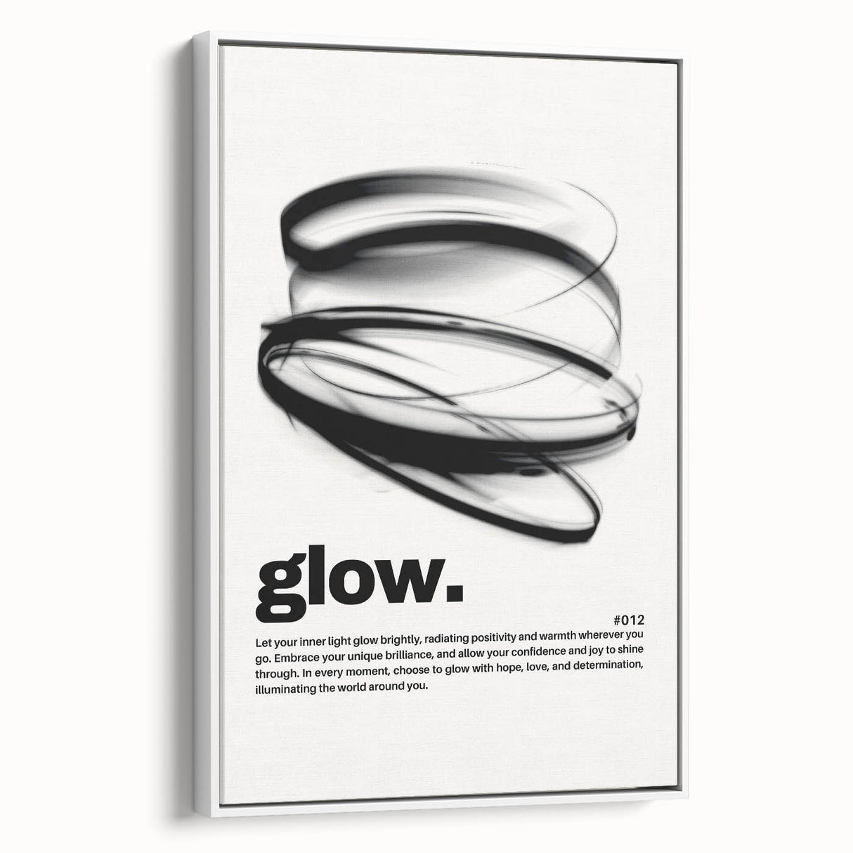 Modern Monochrome Typography Art Print - "Glow" Canvas