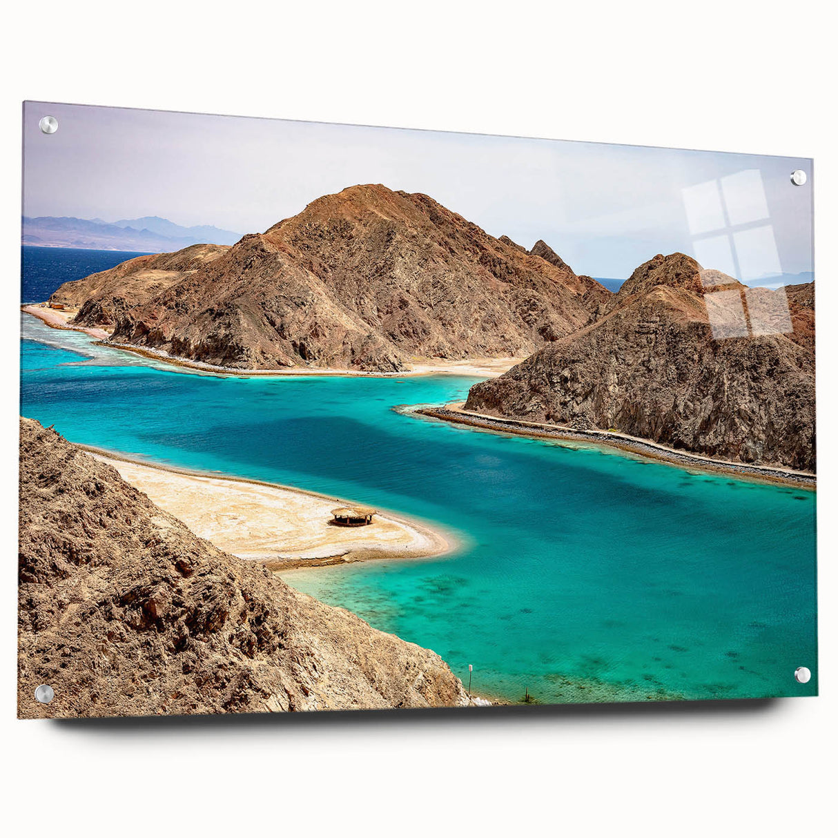 Acrylic print of an abstract African landscape in earth tones, suitable for dining room decor.