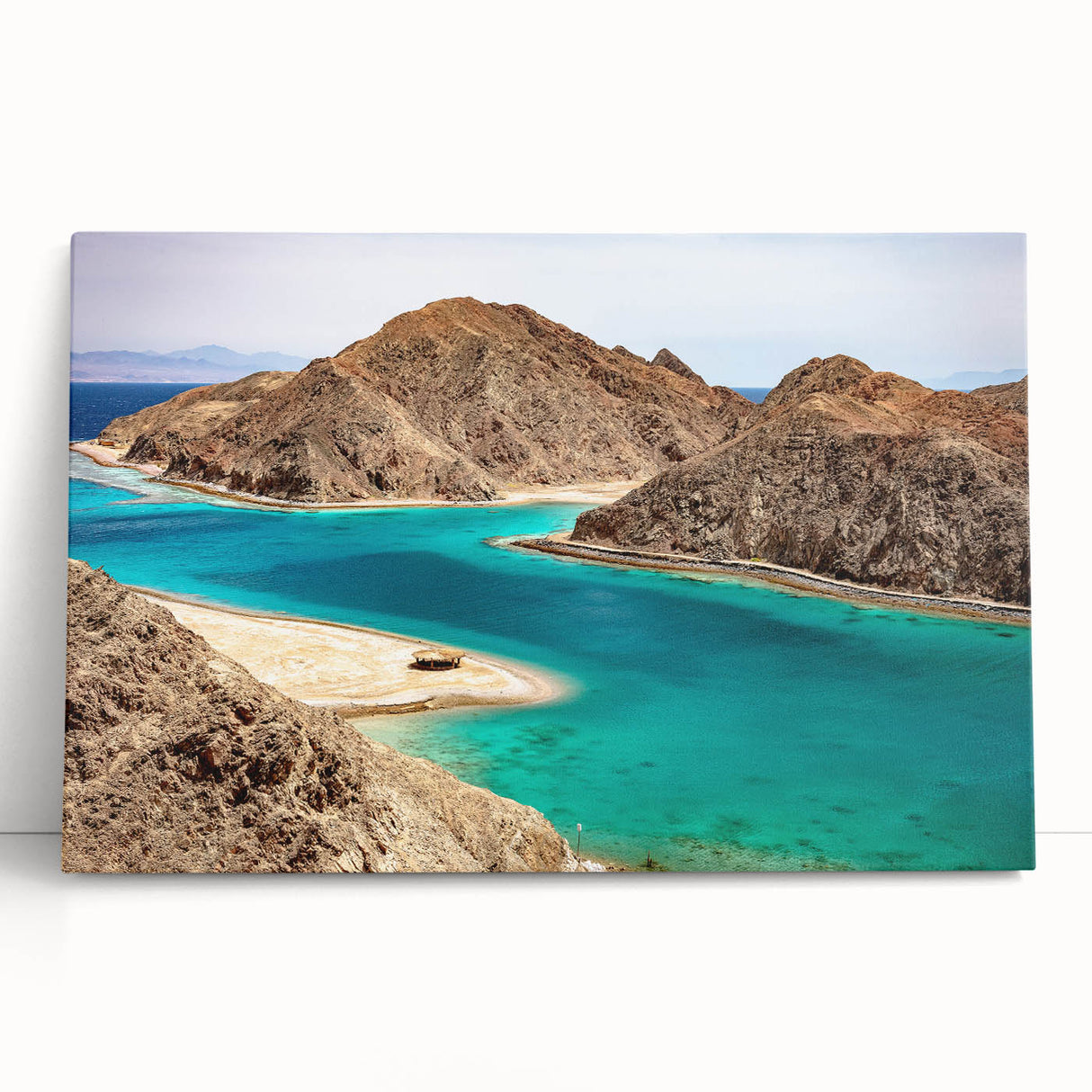 Large black and white wall art of Egyptian scenery on stretched canvas, ideal for kitchen or bedroom decor.