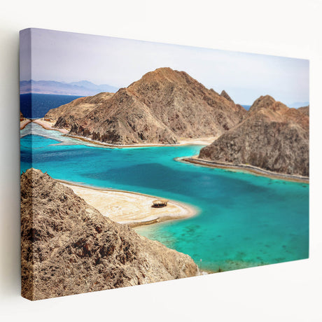 Large canvas print featuring a landscape of the Egyptian desert, rendered in warm earth tones, ideal for kitchen wall art.