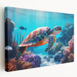 Large canvas of Seychelles scenery with vivid blue and green tones, suitable for kitchen wall art.