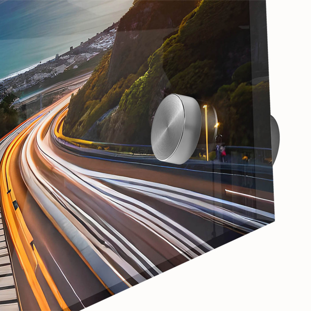 Large abstract wall art depicting a South African landscape in muted earth tones on acrylic glass.