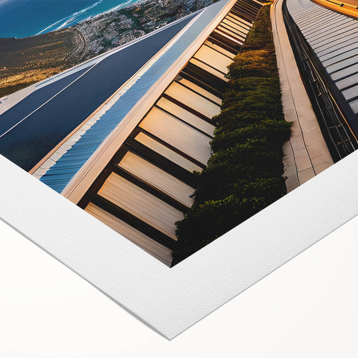 Art deco poster featuring a stylized African landscape in warm earth tones on rolled canvas, suitable for dining room decor.