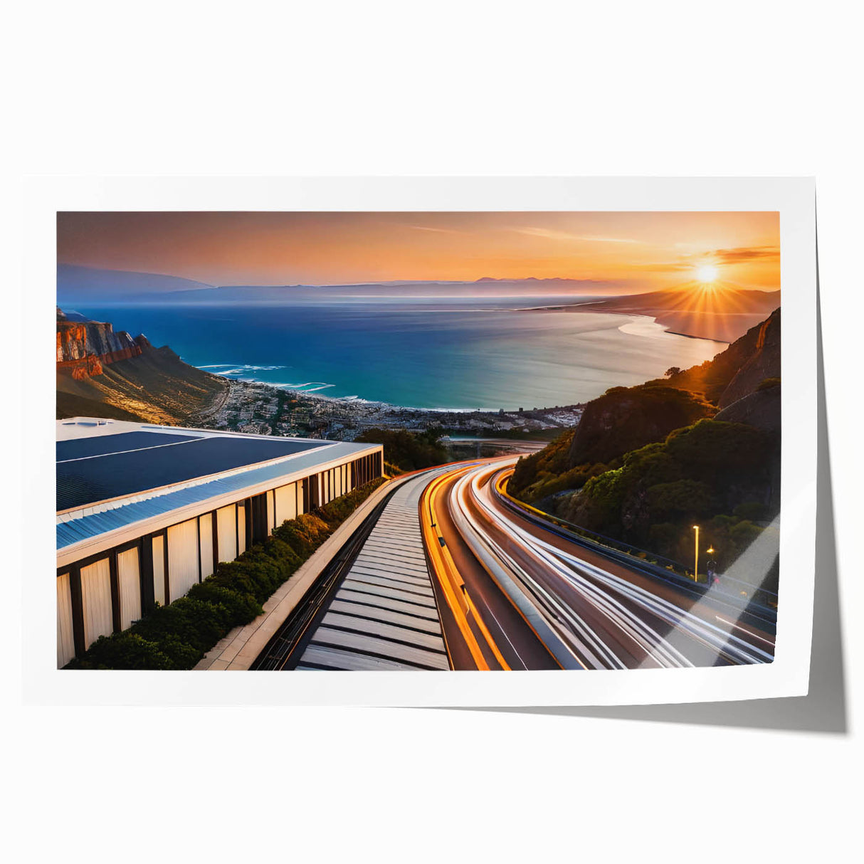 Extra large rolled canvas print featuring a South African landscape with vibrant sunset colors, ideal for dining room decor.