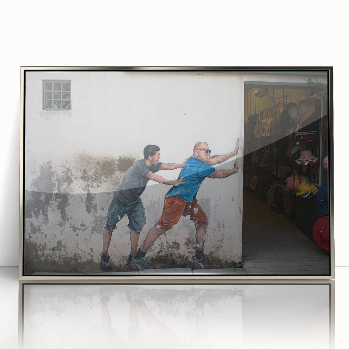 Mid-century modernist art depicting the Malaysian landscape in muted earth tones on a framed acrylic panel.