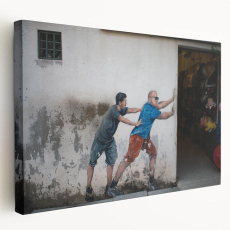 Large canvas print of a serene Malaysian landscape, featuring soft green and blue tones, ideal for kitchen wall art.