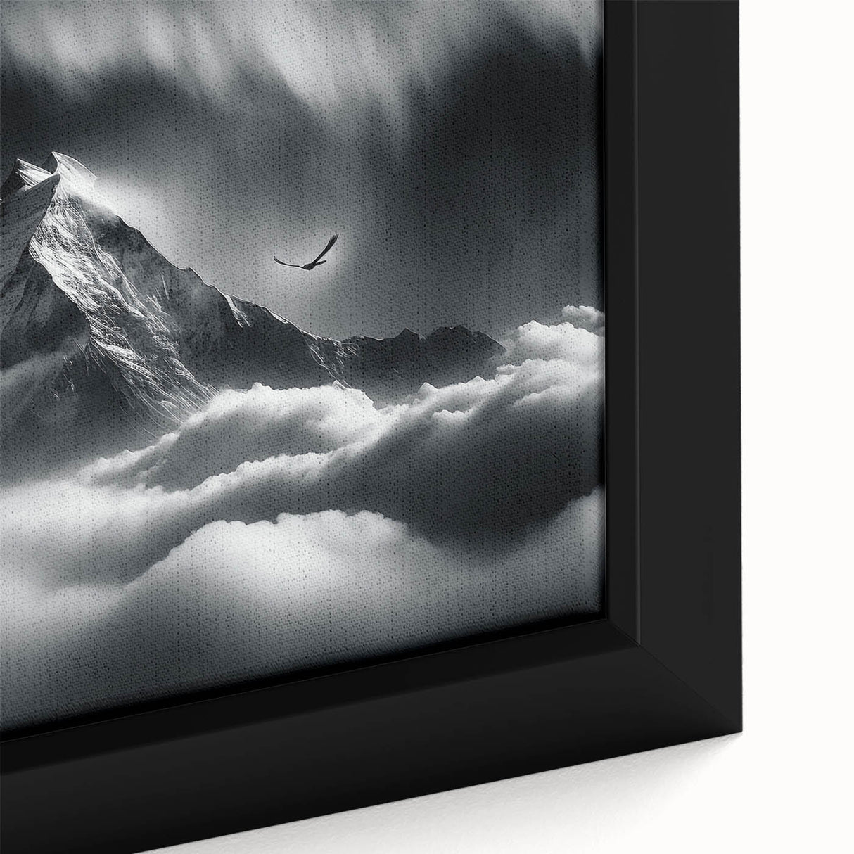 Extra large framed canvas featuring a textured, colorful depiction of a Nepalese landscape, ideal for living room decor.