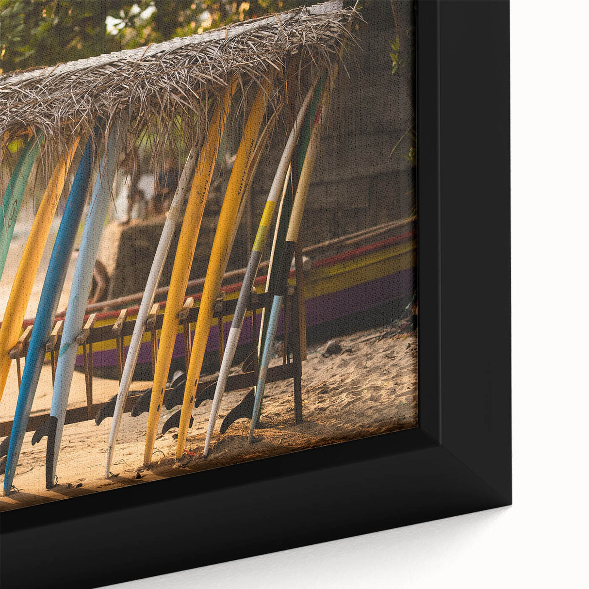 Extra large framed canvas featuring a textured, colorful Sri Lankan landscape in muted earth tones.