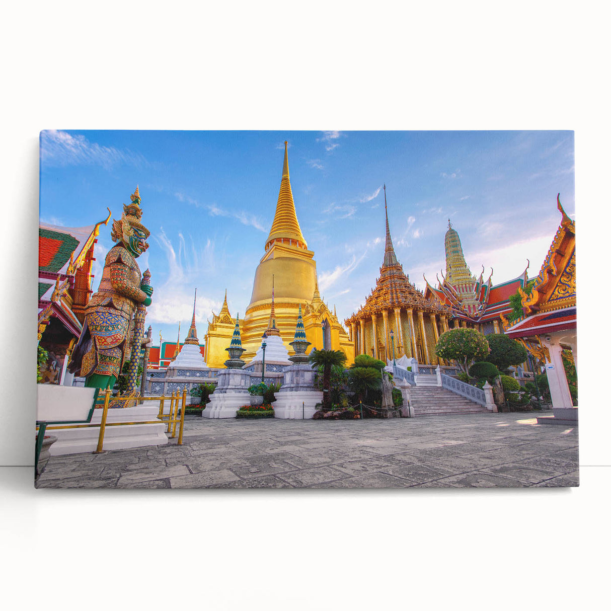 Black and white stretched canvas of Bangkok skyline, ideal for kitchen wall art or bedroom ambiance.