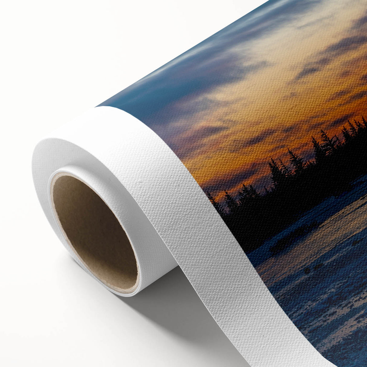 Art deco poster of Manitoba scenery in pastel shades on rolled canvas, suitable for nursery wall art.