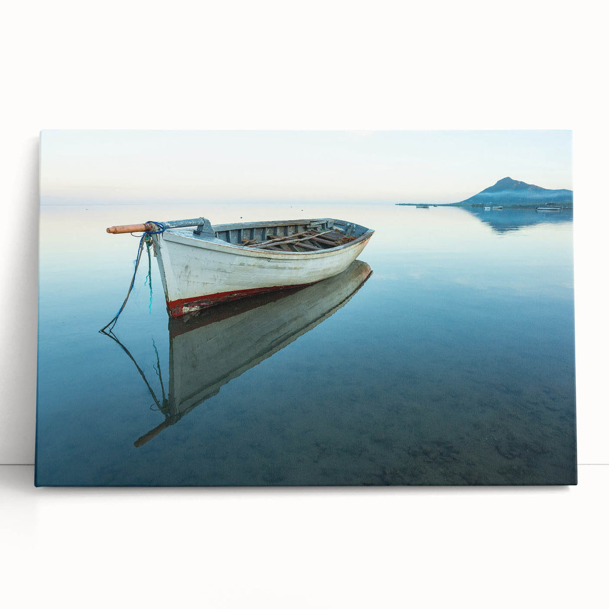 Large black and white image of Caribbean scenery on stretched canvas, ideal for kitchen wall art.