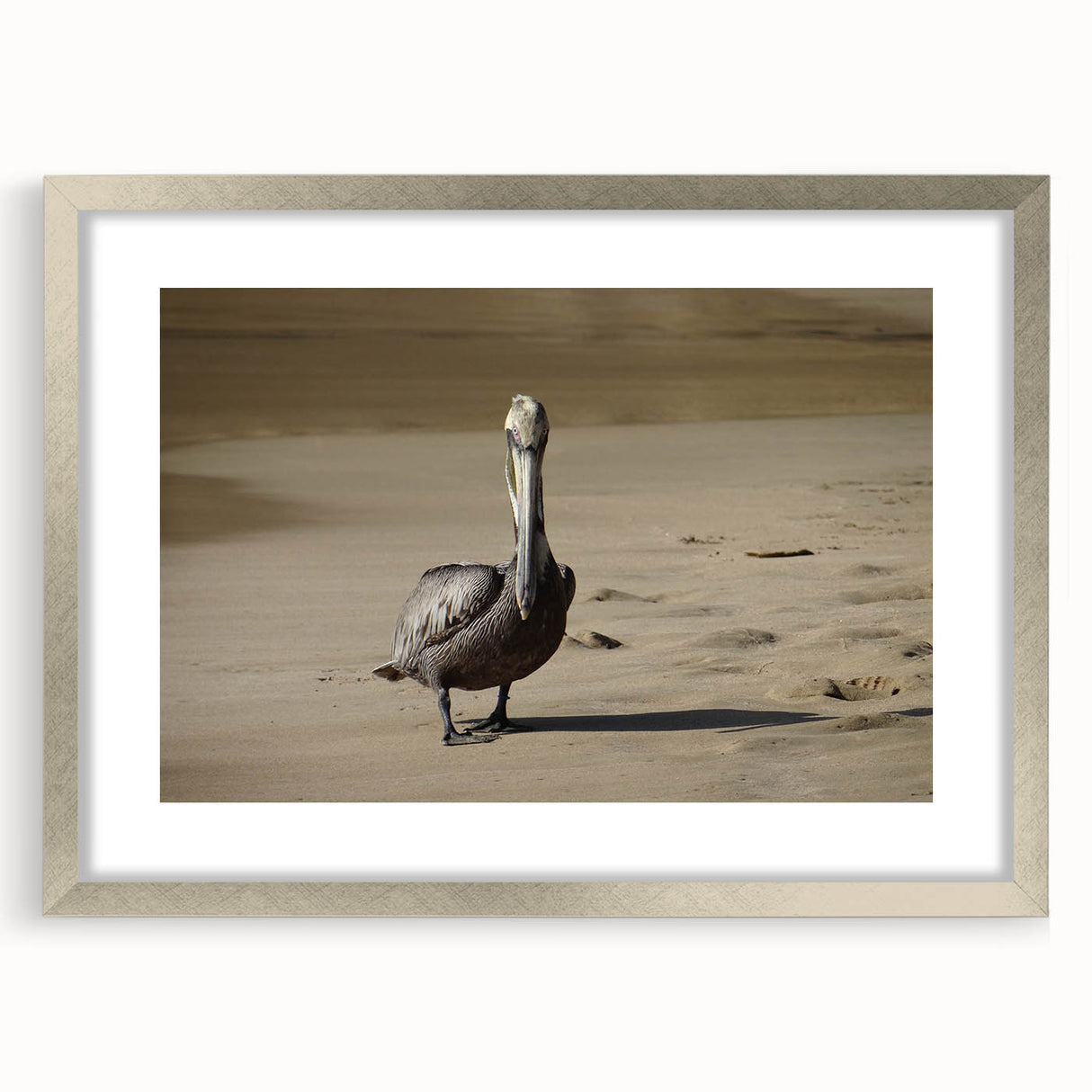 Extra large wall art featuring an abstract textured print of a Caribbean scenery in silver frame.