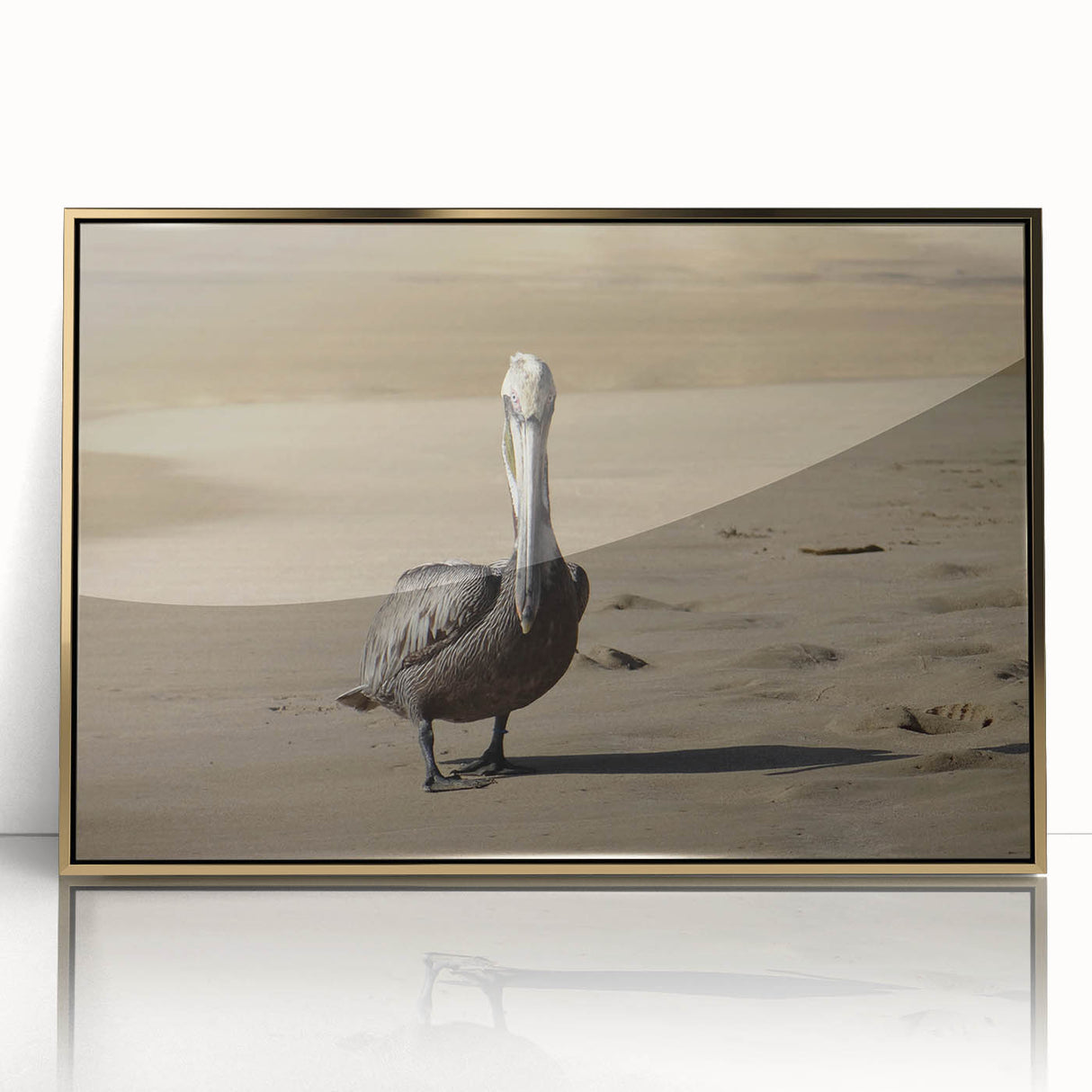 Art deco poster featuring a Puerto Rican Caribbean scenery in vibrant colors on a gold-framed acrylic.