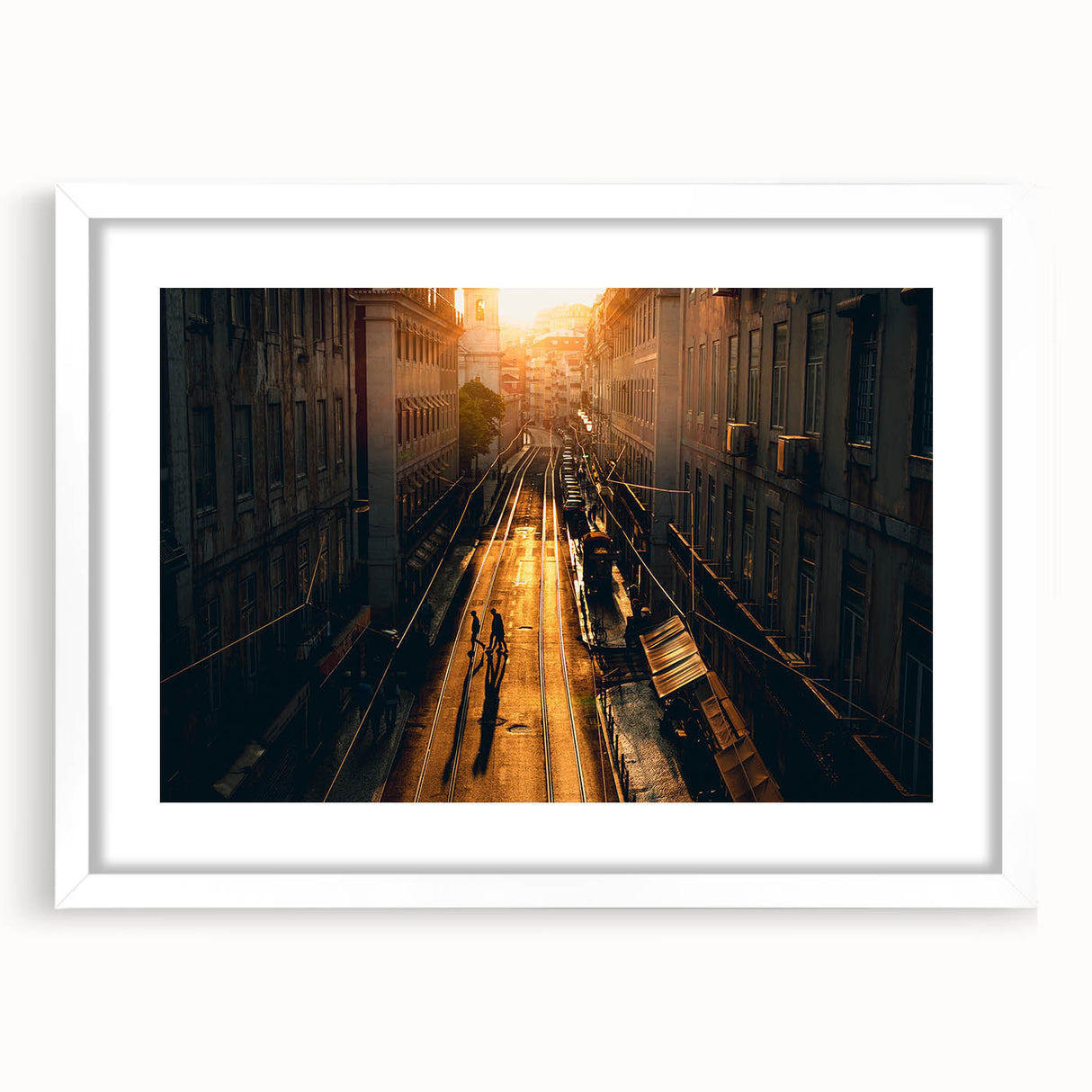 Textured abstract art print of Stockholm scenery in muted blue and gray tones on a framed canvas, ideal for bedroom art.