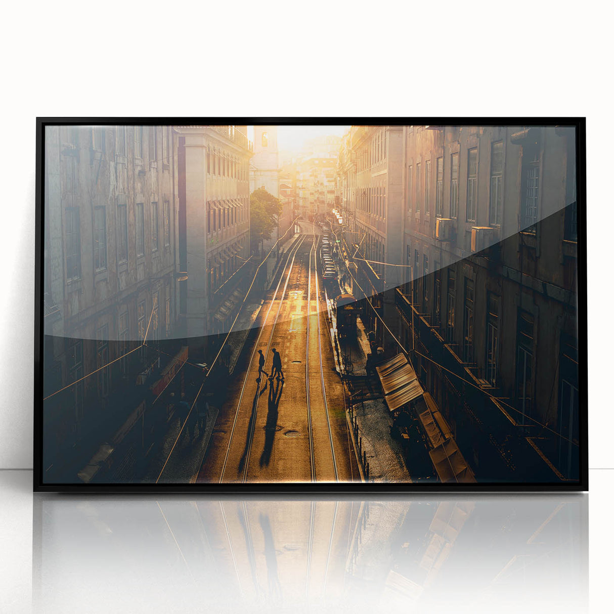 Framed acrylic print of Stockholm scenery in muted colors, ideal for modern art wall decor.