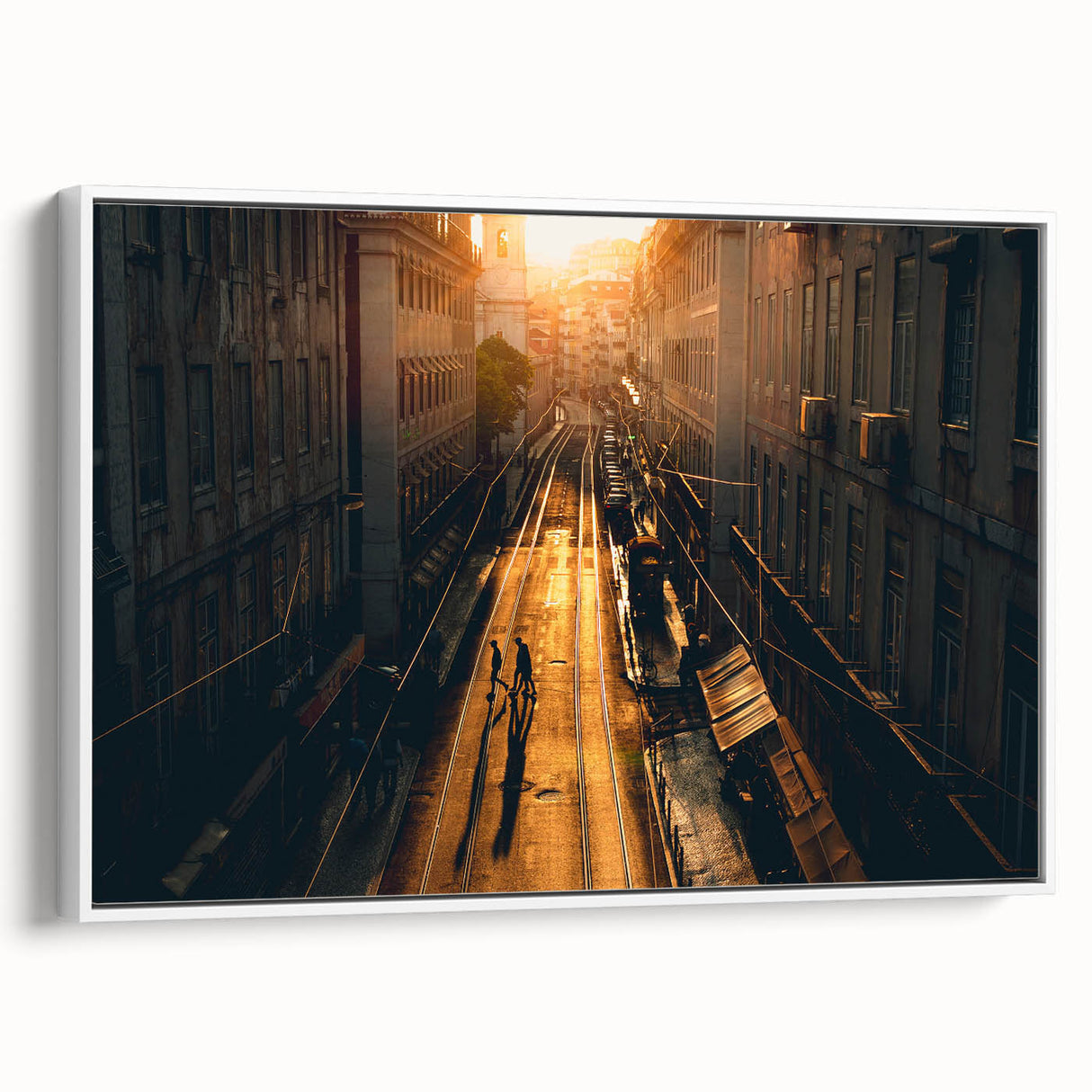 Vintage poster art of Stockholm scenery on framed canvas, featuring colorful art in pastel shades.