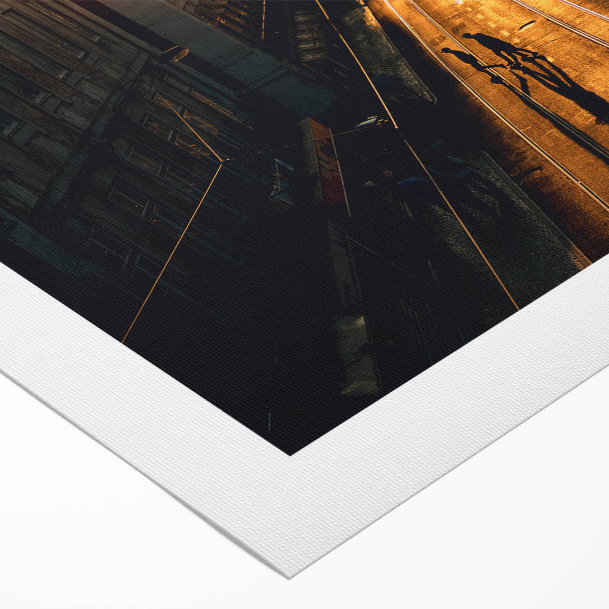 Art deco poster of Stockholm scenery in muted blue and yellow tones on rolled canvas, suitable for dining room decor.