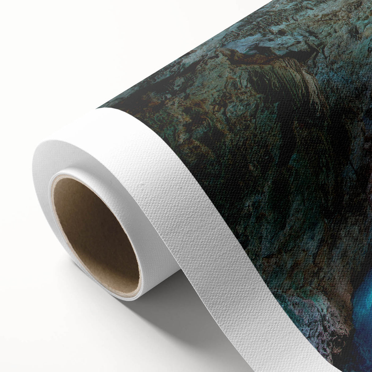 Art Deco poster of Yucatan scenery on rolled canvas, featuring pastel shades, ideal for nursery wall art.