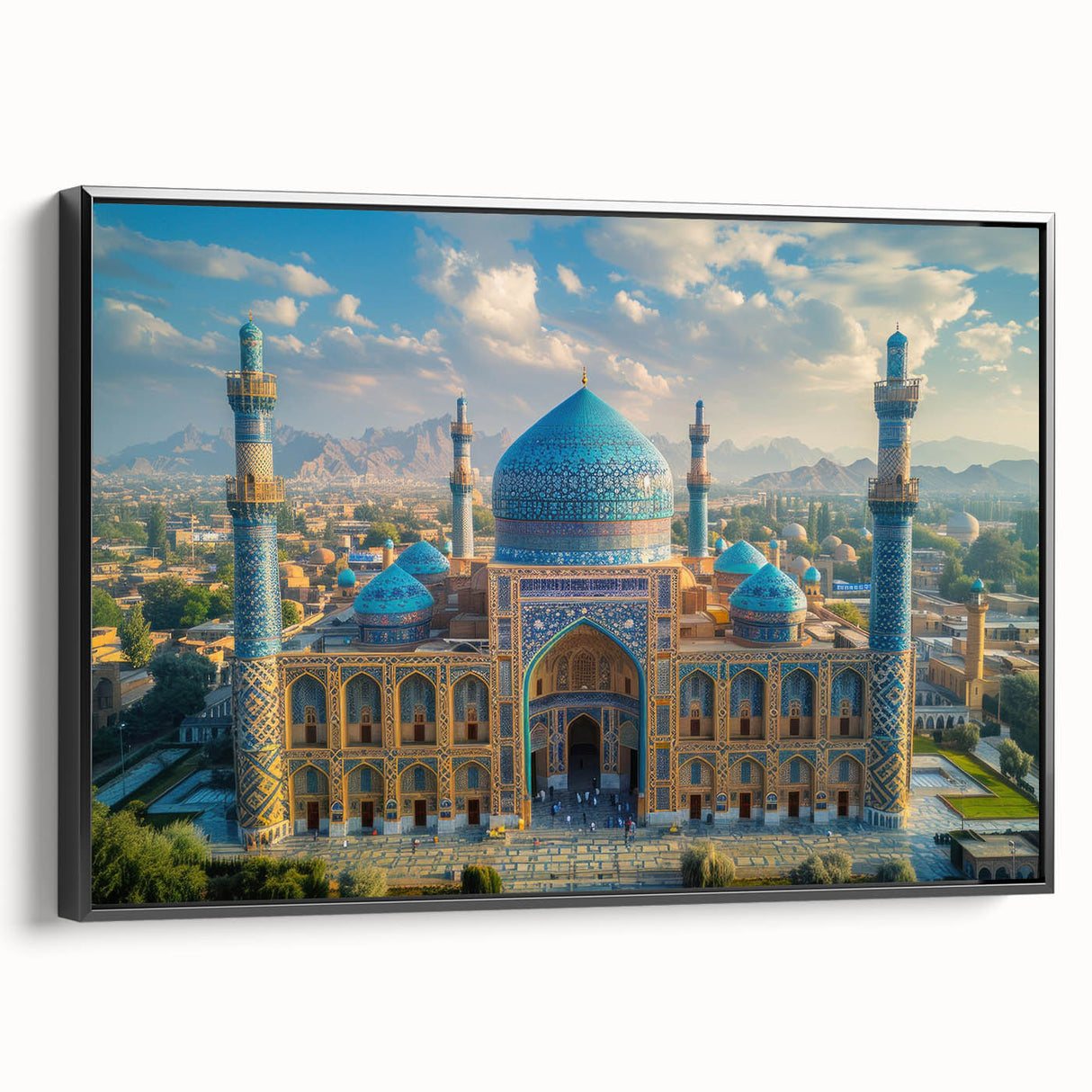 Framed canvas featuring a black and white vintage landscape of Afghanistan, suitable for bedroom decor.