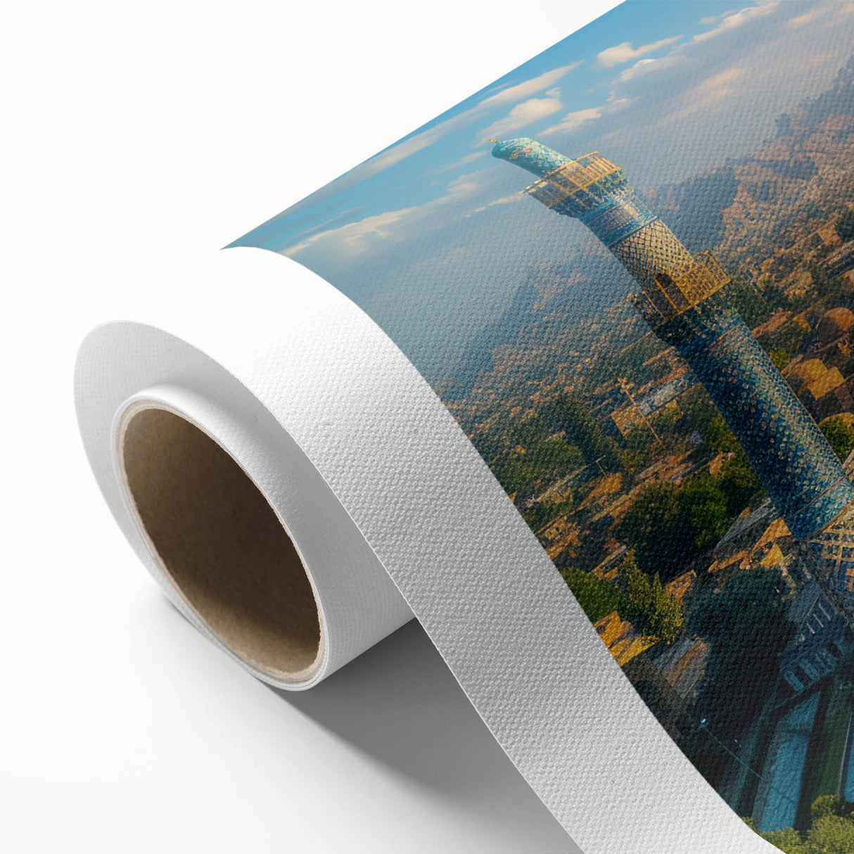 Art Deco-style poster of Middle Eastern scenery on rolled canvas, suitable for nursery wall art or dining room decor.