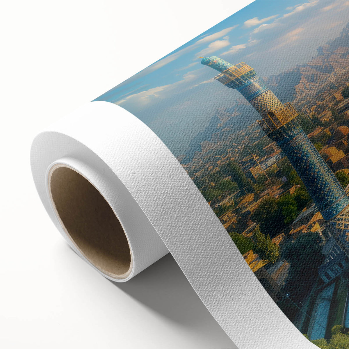 Art Deco-style poster of Middle Eastern scenery on rolled canvas, suitable for nursery wall art or dining room decor.